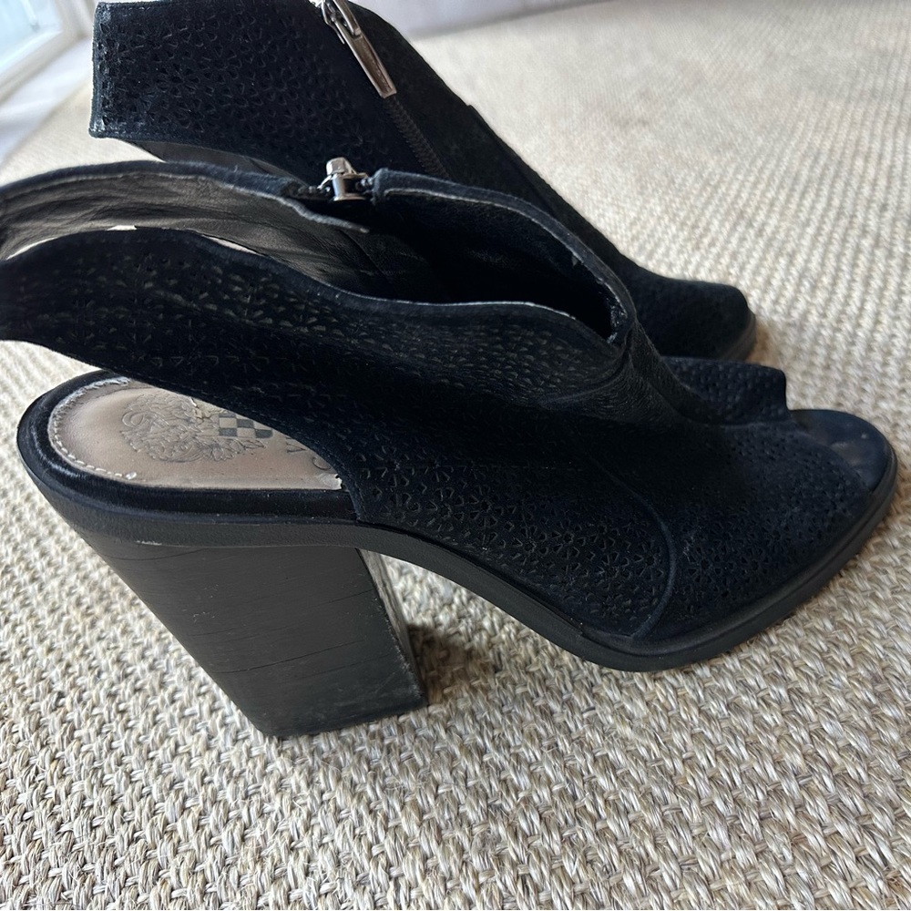 Black Peep Toe Block Heel Sandals
